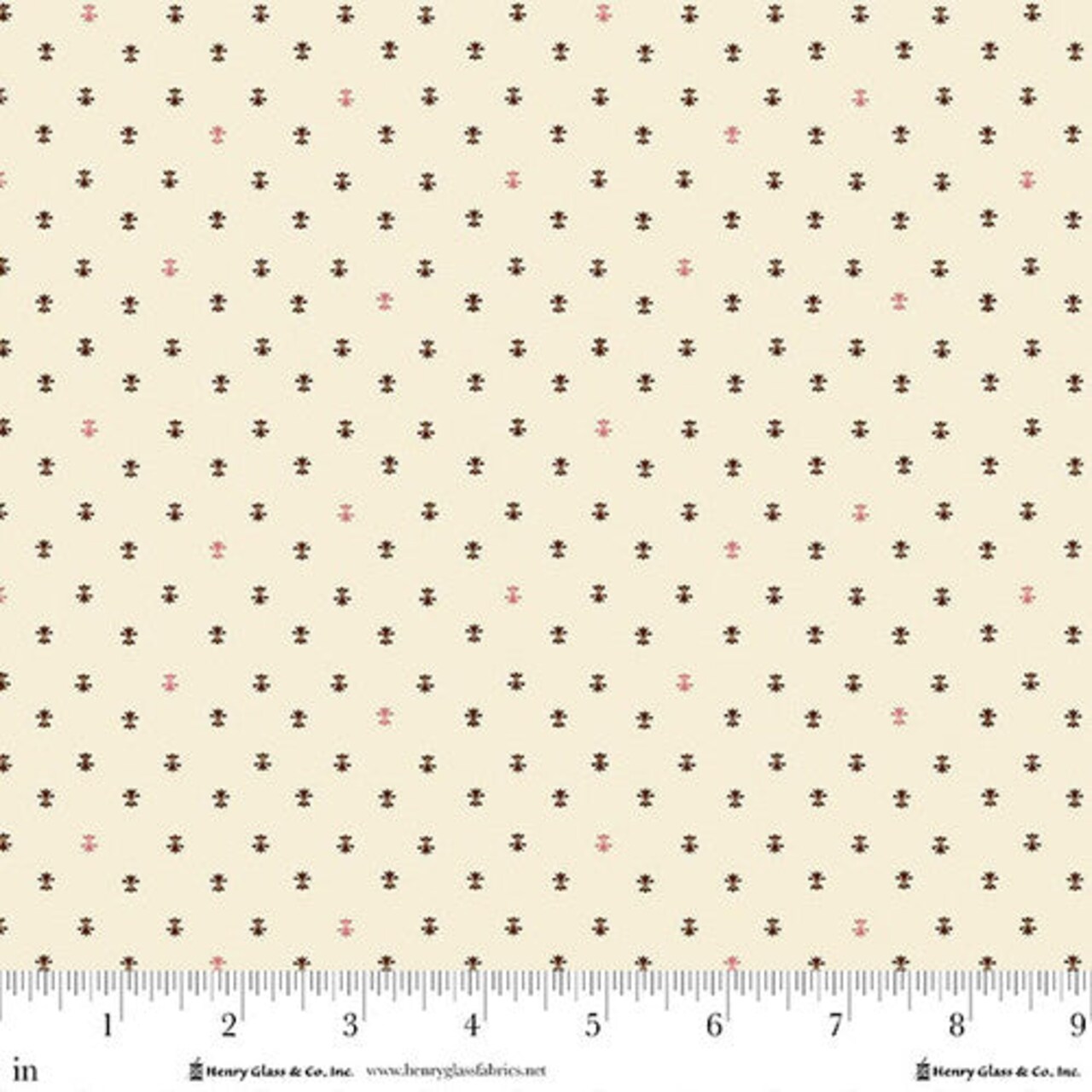 Fabric Henry Glass Cream Fancy Fleur de Lis Buttercream & Brickle Bits by the Quarter Yard 1942-40